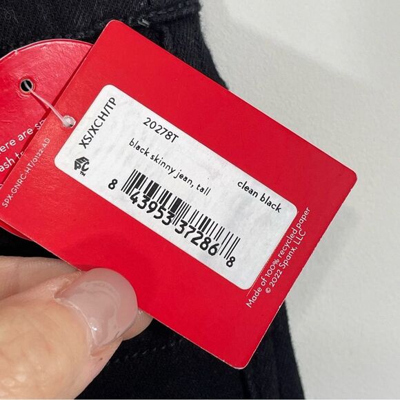 NWT SPANX 20278T Black Ankle Skinny Jeans Size XS Tall - Picture 6 of 9